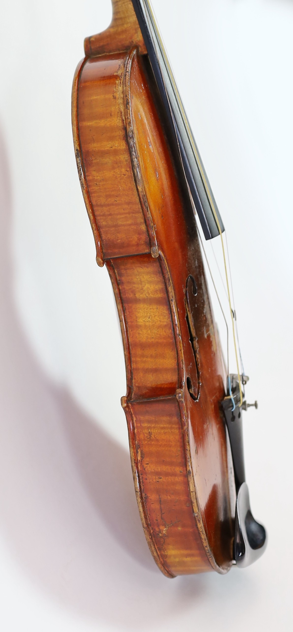 A 19th century French Grandjon school violin, labelled Joseph Guarnerins fecit Cremonae anno 1719 IHS, length of back 35.5 cm (14in.), cased